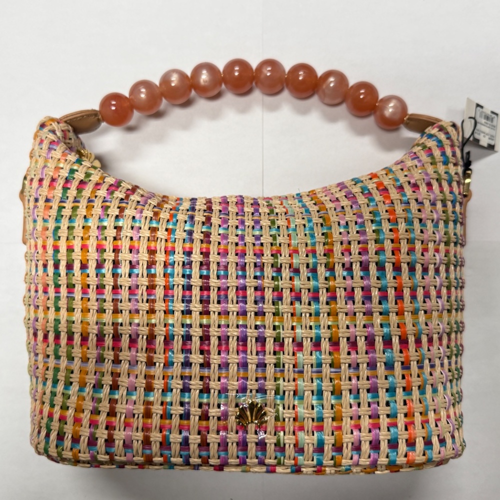 Lele Sadoughi Multicolor Woven Mini Bag with Beaded Handle